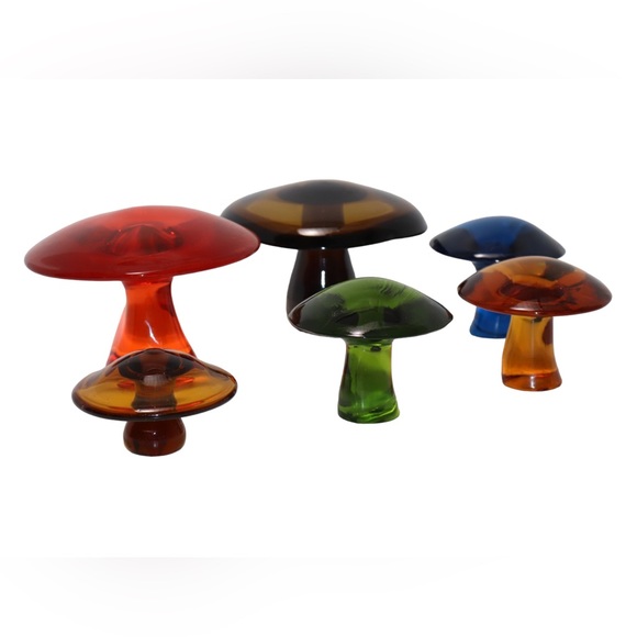 Vintage Viking Glass Mushroom Medium Size Blue - Picture 5 of 5